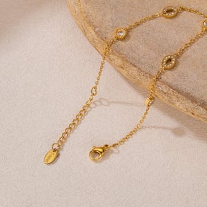 1 Paar Simple Series Tägliche geometrische Edelstahl Goldfarbene Damen-Kettenarmbänder h5 Bild5