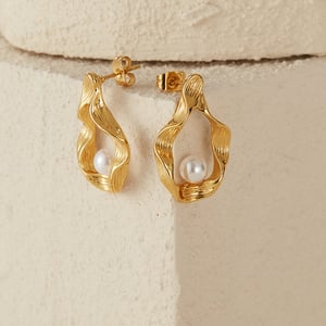 1 çift basit seri gk geometrik paslanmaz çelik altın rengi kadın küpe h5 Resim4