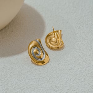 Spiral Stainless Steel MIxed Color Stud Earrings h5 Picture5