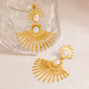 Stainless Steel Gold Color  Drop Earrings h5 Picture4