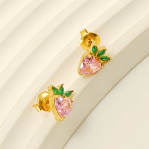 Erdbeere Edelstahl Gold Farbe Piercings Ohrringe h5 Bild3