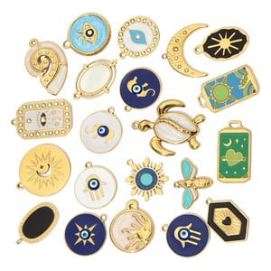 Eye Pattern Stainless Steel Gold Color Pendants h5 Picture3