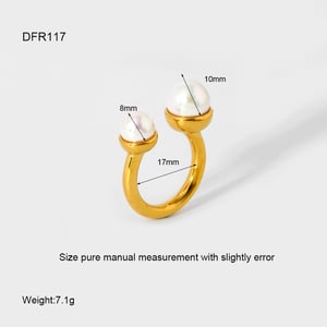 1 Pair Romantic Series Elegant Geometric Stainless Steel   Gold Color  Artificial Pearl Rings Display Set h5 Picture5