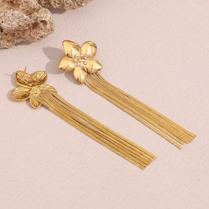 Simple Series Elegant Tassel Stainless Steel Women's Dangle Earrings h5 Picture5
