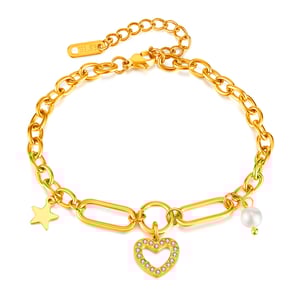 Herz Edelstahl Gold Farbe Charm Armbänder h5 
