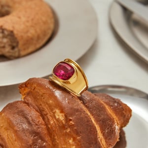 Retro Stainless Steel Gold Color Gemstone Rings h5 Picture3