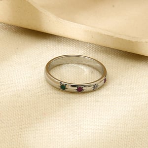 Classic Series Retro Star Stainless Steel  Gold Color  Zircon Gold Color  Rings h5 Picture5
