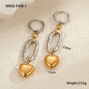 1 Pair Luxurious Series Sweet Heart Stainless Steel Women's Drop Earrings h5