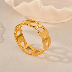 1 Stück Simple Series Tägliche geometrische Edelstahl Goldfarbene Damenarmreifen h5 Bild5