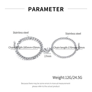 1 Stück Simple Series Tägliches Herz Edelstahl Paar Kettenarmbänder h5 Bild2