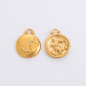 Constellation Round Stainless Steel Gold Color Women's Pendants h5 