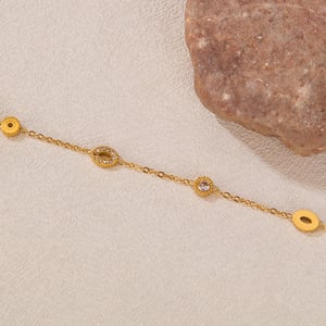 1 Paar Simple Series Tägliche geometrische Edelstahl Goldfarbene Damen-Kettenarmbänder h5 Bild4