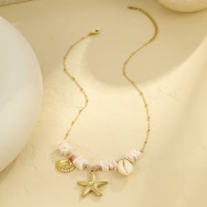 Creative Design Shell Starfish Pendant Gold Color Women's Pendant Necklaces h5 Picture3