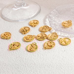 Constellation Round Stainless Steel Gold Color Women's Pendants h5 Picture3