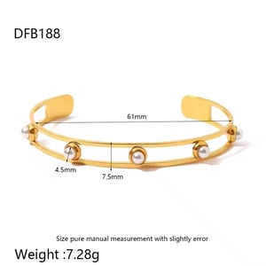 1 Pair Romantic Series Elegant Geometric Stainless Steel   Gold Color  Artificial Pearl Rings Display Set h5
