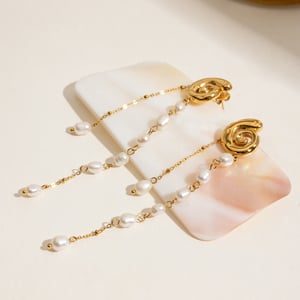Elegant Tassel Stainless Steel Gold Color Dangle Earrings h5 Picture6