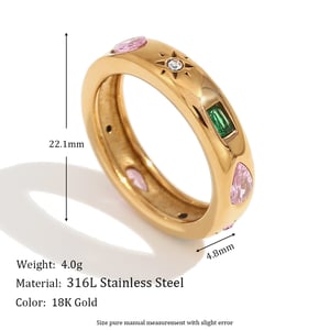 Luxurious Series Daily Mixed Color Stainless Steel Single Rings h5 Picture2