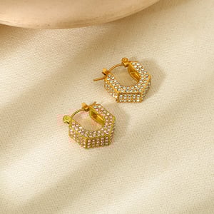1 Pair Luxurious Series Elegant Geometric Stainless Steel   Gold Color  Zircon Women's Earring Sets h5 Picture2