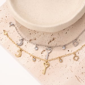 Herz Schlüssel Edelstahl Gold Farbe frauen Charm Armbänder h5 Bild5