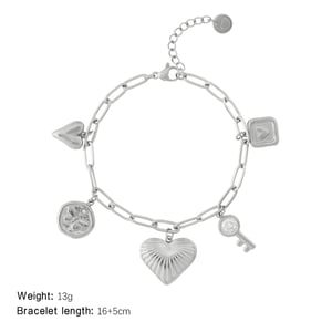 Glänzendes Herz Edelstahl Goldfarben Damen Charm Armbänder h5 Bild2