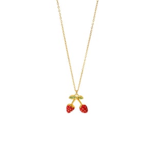 Romantic Series Sweet Cherry Stainless Steel  Gold Color  Women's Pendant Necklaces h5 Picture5