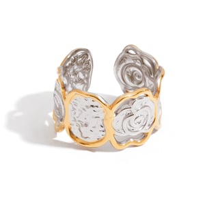 Retro Flower Stainless Steel  Mixed Color Statement Rings h5 