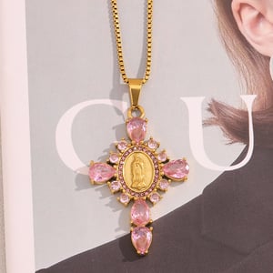 Luxurious Series Classic Cross Stainless Steel Women's Pendant Necklaces h5 Picture3