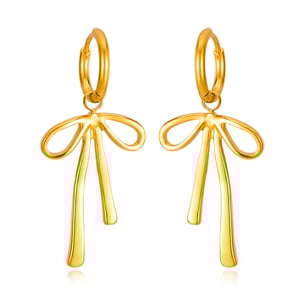 1 Paar einfache Serie täglich Schleife Knoten Edelstahl Gold Farbe Damen Tropfen Ohrringe h5