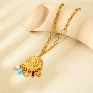 Fashion Ocean Collection Big Conch Gold Color Stainless Steel Women's Necklace h5 Picture2