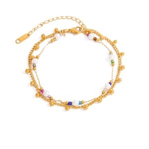 Double Layer Beaded Stainless Steel Women's Bracelet h5