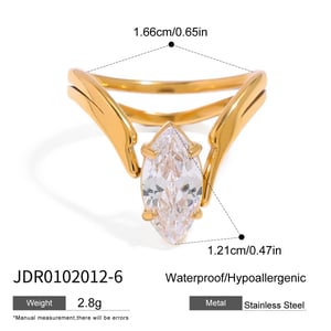 Simple Stainless Steel Gold Color Gemstone Rings h5 Picture2