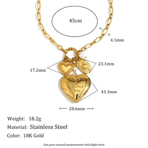 Luxus Stil Klassische Herz Anhänger Gold Edelstahl frauen Halsketten h5 Bild2