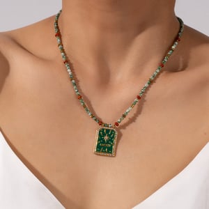 Heart Natural Stone Stainless Steel Gold Color Women's Pendant Necklaces h5 Picture5