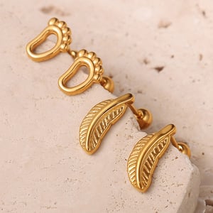 Cute Robot Stainless Steel Gold Color Piercing Earrings h5 Picture3