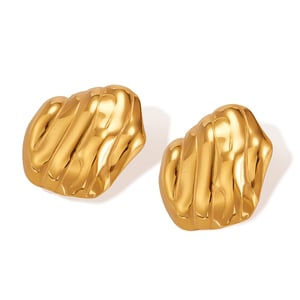 1 Paar Simple Series Tägliche geometrische Edelstahl Goldfarbene Damen-Ohrstecker h5 