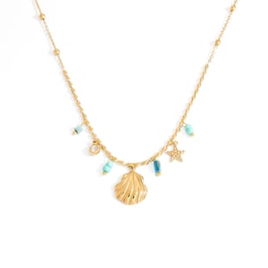 Vacation Shell Stainless Steel Gold Color Women's Pendant Necklaces h5 Picture6