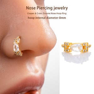 1 Piece Copper Gold Color Zircon Nose Stud h5 Picture4