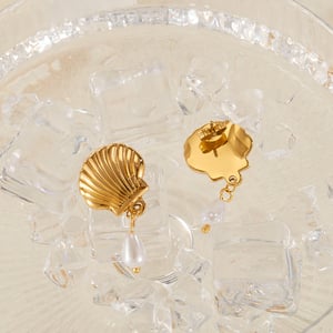 1 Paar einfache Serie täglich geometrische Edelstahl Gold Farbe Damen Tropfen Ohrringe h5 Bild6