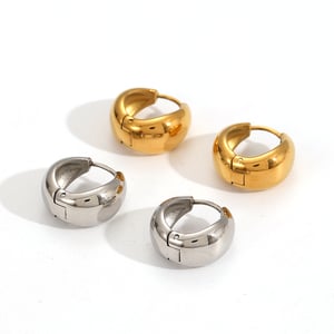 Classic Stainless Steel Gold Color Hoop Earrings h5 Picture4