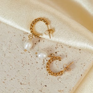 1 Paar einfache Serie täglich geometrische Edelstahl Gold Farbe Damen Tropfen Ohrringe h5 Bild5