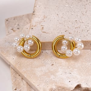 1 Paar einfache Serie täglich geometrische Edelstahl Gold Farbe Damen Tropfen Ohrringe h5 Bild8