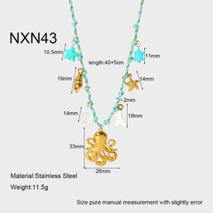 1 Pair Romantic Series Vacation Turtle Stainless Steel   Gold Color  Women's Pendant Necklaces h5