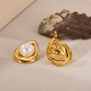 1 Paar Simple Series Tägliche geometrische Edelstahl Goldfarbene Damen-Ohrstecker h5 Bild6