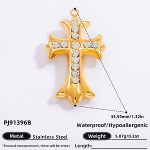 Various Cross Stainless Steel Gold Color Zircon Women's Pendants h5