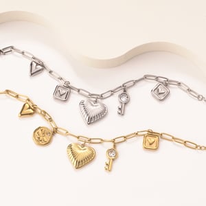 Glänzendes Herz Edelstahl Goldfarben Damen Charm Armbänder h5 Bild6