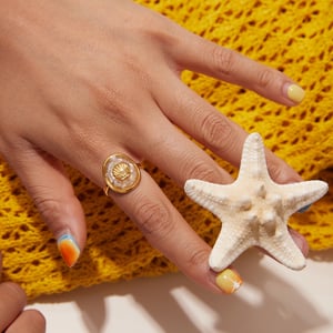Oceanic Stainless Steel Gold Color Statement Ring h5 Picture2