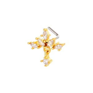 1 Piece Designable Copper Gold Color Zircon Women's Nose Stud h5