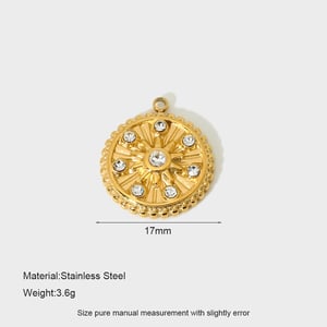 1 Pair Luxurious Series Retro Flower Stainless Steel   Gold Color  Zircon Unisex Pendants h5 