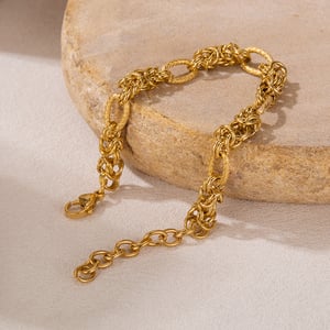 1 Stück Simple Series Tägliche geometrische Edelstahl Goldfarbene Damen-Kettenarmbänder h5 Bild7