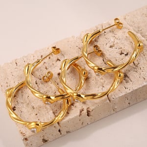 Heart Stainless Steel Gold Color Hoop Earrings h5 Picture3